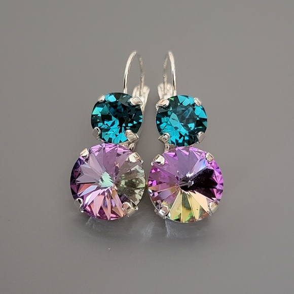 Austrian Crystal Earrings in Shiny Silver - Picture 3 of 11